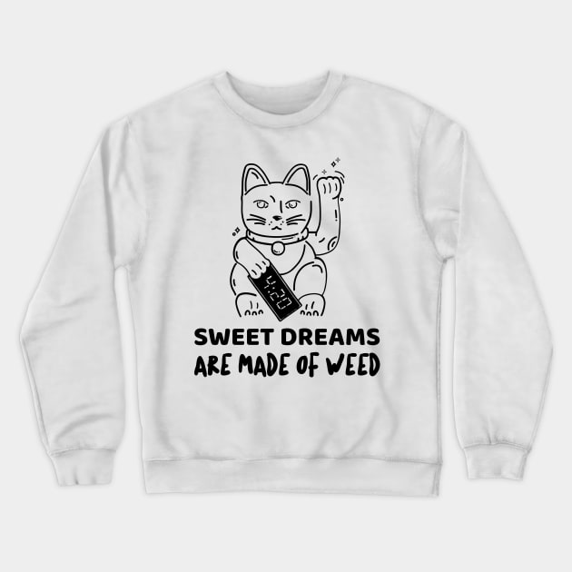 Funny cat dreaming because of weed Crewneck Sweatshirt by Purrfect Shop